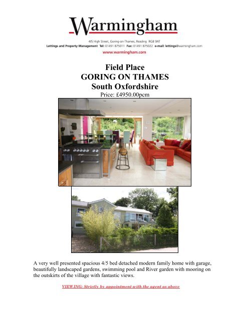 Field Place Goring On Thames South Oxfordshire Warmingham