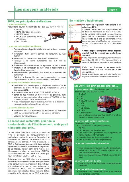 rapport d'activitÃ© 2010.indd - Service DÃ©partemental d'Incendie et de ...