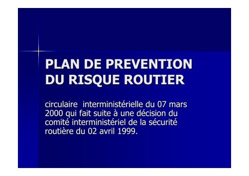 Plan de prÃ©ventin du risque routier (PPRR)