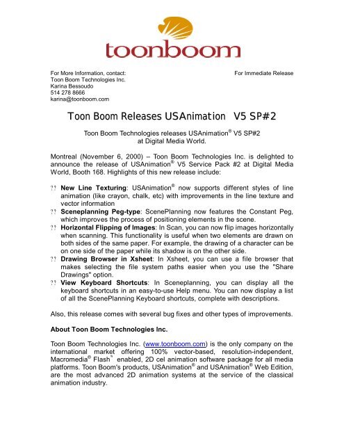 Toon Boom Releases V5 SP#2 - Boom