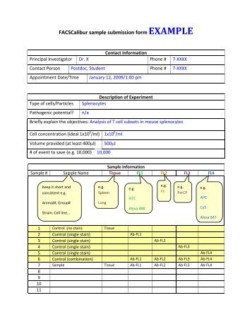 FACSCalibur sample submission form EXAMPLE - FAU