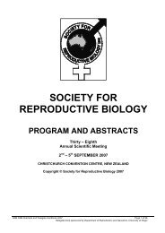 SOCIETY FOR REPRODUCTIVE BIOLOGY - the Society for ...