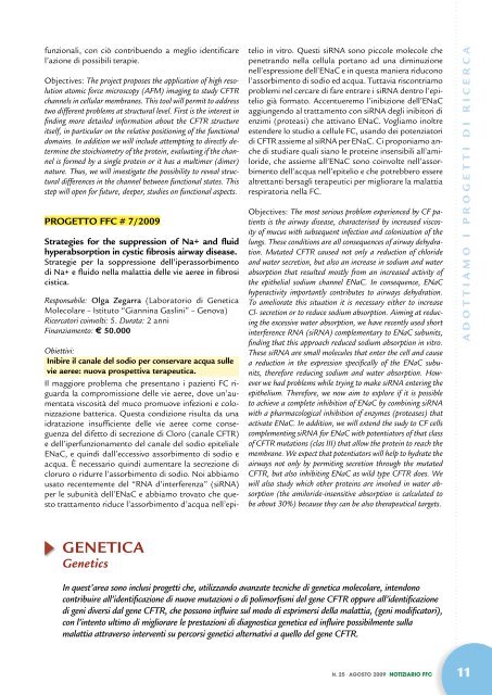 Notiziario n. 25 - Fondazione Ricerca Fibrosi Cistica