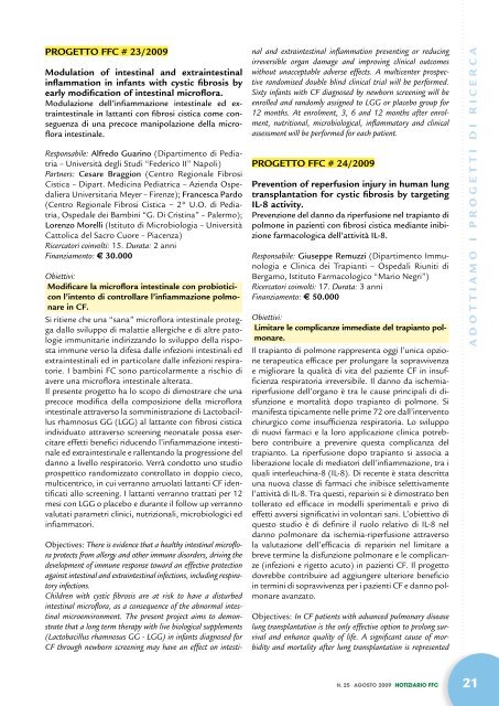 Notiziario n. 25 - Fondazione Ricerca Fibrosi Cistica