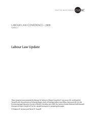 Labour Law Update - The Continuing Legal Education Society of BC
