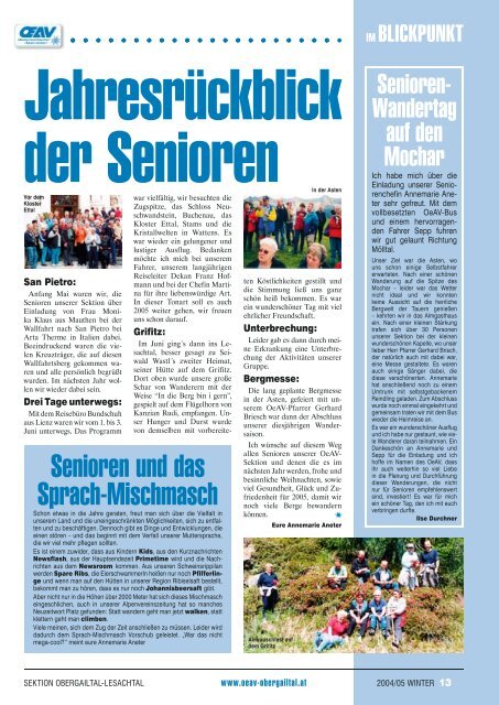 Die Mitgliederzeitung der Sektion Obergailtal-Lesachtal