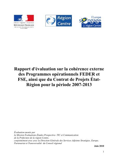 Rapport d'évaluation sur la cohérence externe des Programmes ...