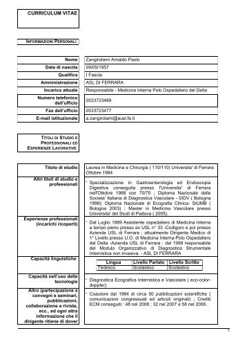 CV ZANGIROLAMI ANDREA.pdf - Azienda USL di Ferrara