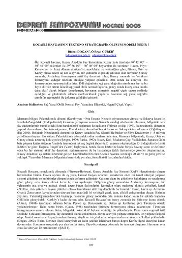 kocaeli havzasÄ±nÄ±n tektono-stratigrafik oluÅum modeli nedir