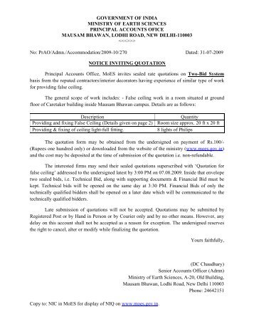 GOVERNMENT OF INDIA MINISTRY OF EARTH SCIENCES ...