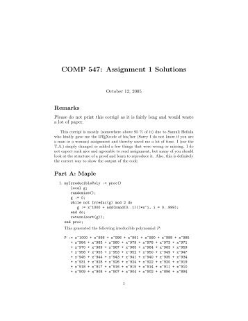 COMP 547: Assignment 1 Solutions