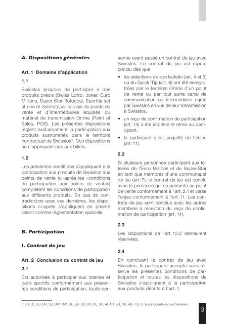 Participation aux points de vente Swisslos