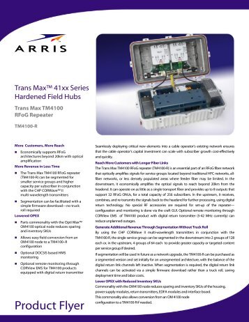 Trans Max TM4100 RFoG Repeater Product Flyer - Arris