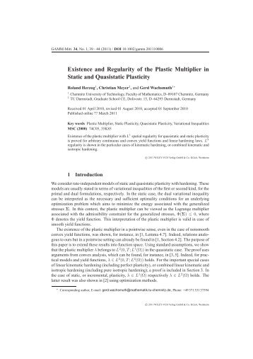 Existence and Regularity of the Plastic Multiplier in Static and ...