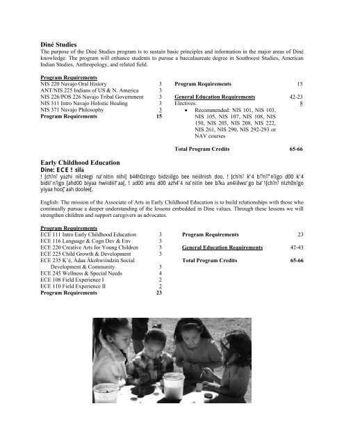 Diné College Course Catalog 2008-2009 (pdf)