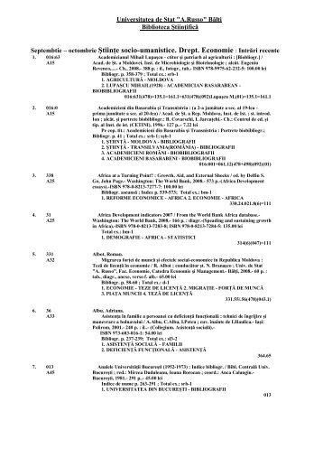 octombrie ÅtiinÅ£e socio-umanistice. Drept. Economie : IntrÄri recente