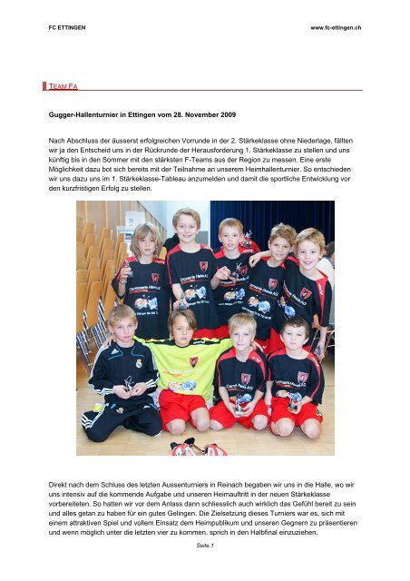 Gugger-Hallenturnier in Ettingen vom 28. November ... - FC Ettingen