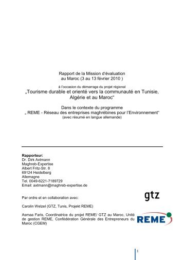 Mission d'Ã©valuation au Maroc - REME