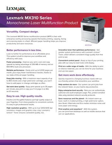 Lexmark MX310 Series Monochrome Laser Multifunction Printer