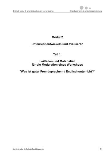 Modul 2 Unterricht entwickeln und evaluieren Teil 1: Leitfaden und ...