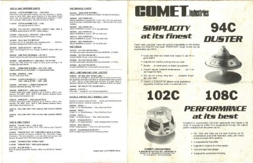 Comet Clutch Application Chart