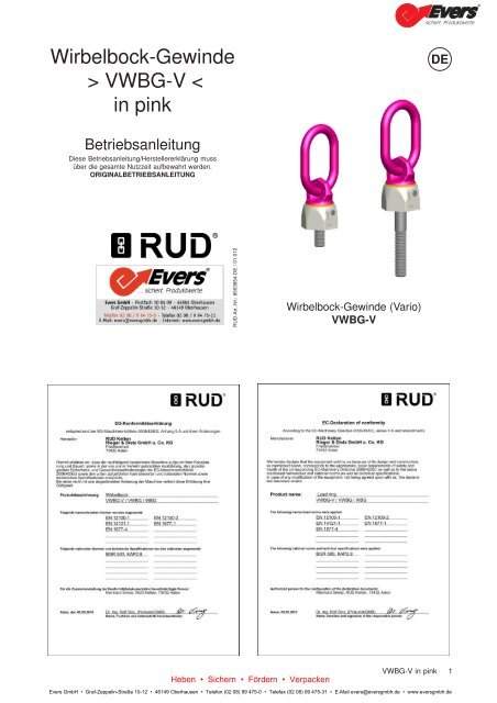 Betriebsanleitung RUd VWBG V Deutsch - Evers GmbH