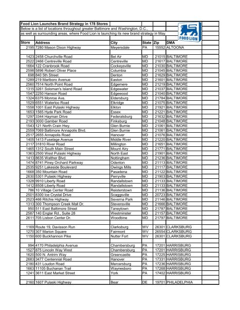 Store List Food Lion [ 640 x 495 Pixel ]