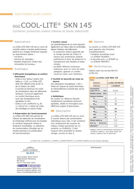 SGG COOL-LITE SKN 145 - Saint-Gobain Glass