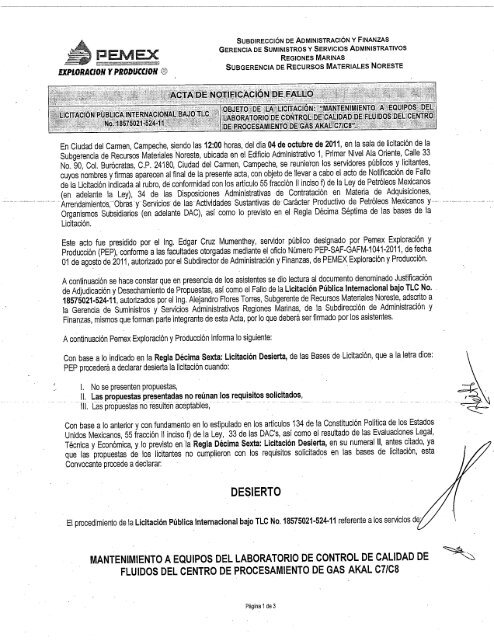 SUBDIRECCIÃN DE ADMINISTRACIÃN Y FINANZAS - PEMEX ...