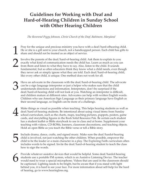 Guidelines for Working with Deaf and Hard-of-Hearing ... - Cokesbury