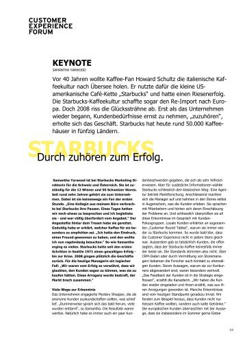 Starbucks Durch ZuhÃ¶ren Zum Erfolg - Customer Experience Forum