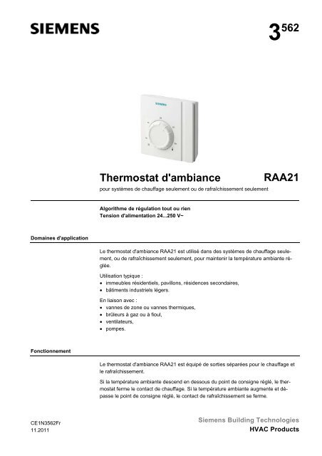 3562 Thermostat d'ambiance RAA21 - Dispart la piÃ¨ce dÃ©tachÃ©e ...