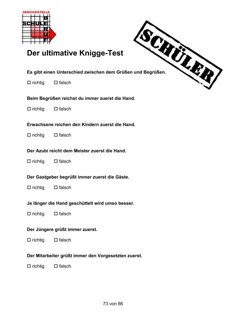 Knigge Broschüre - Starke Schule