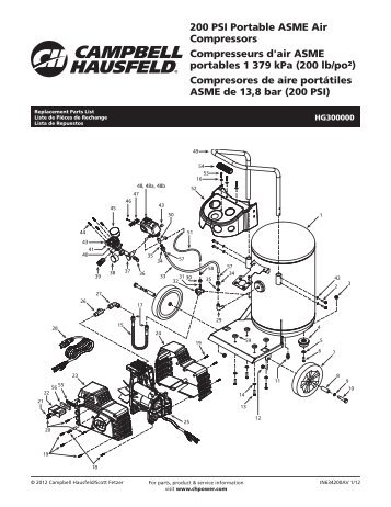 (200 lb/poÂ²) Compresores de aire portÃ¡tiles - Campbell Hausfeld