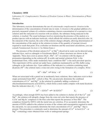 Complexometric Titration of Divalent Cations in Water