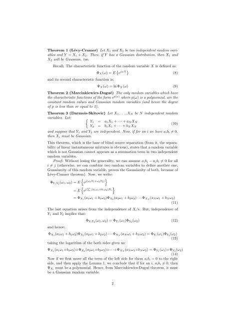 Darmois-Skitovic theorem and its proof