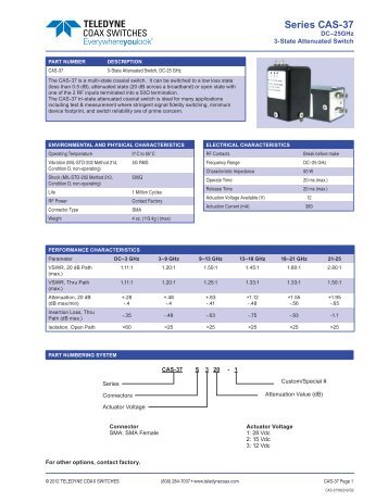 3-State Attenuated Switch - Teledyne Coax Switches