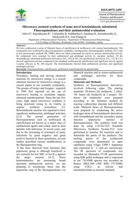 Microwave assisted synthesis of some novel benzimidazole ...