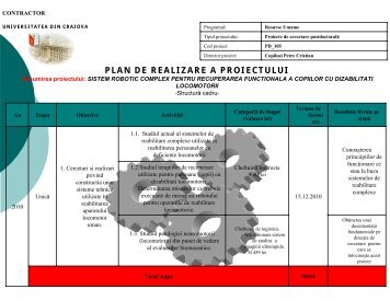 plan de realizare a proiectului - Facultatea de Mecanica Craiova ...