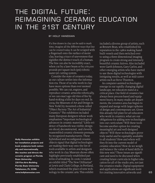 the digital future: reimagining ceramic education in ... - Studio Potter