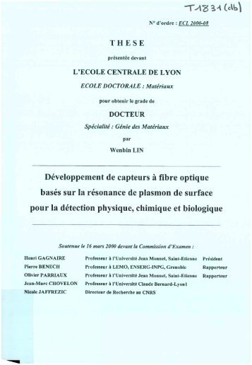 Développement de capteurs à fibre optique basés sur la résonance ...