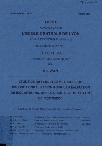 Etude de différentes méthodes de biofonctionnalisation pour la ...