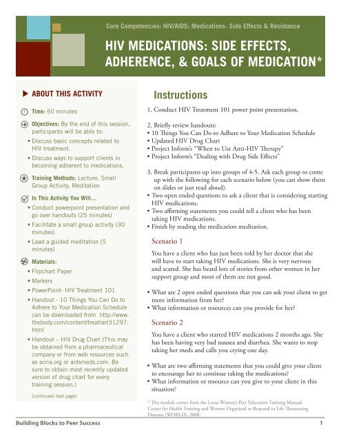 Hiv Medication Side Effects Chart