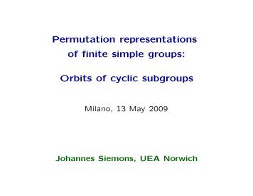 Permutation representations of finite simple groups: Orbits of cyclic ...