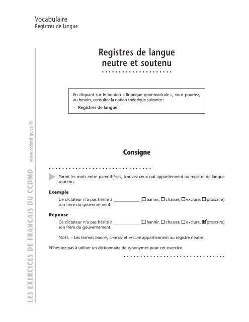 Registres De Langue Neutre Et Soutenu Ccdmd
