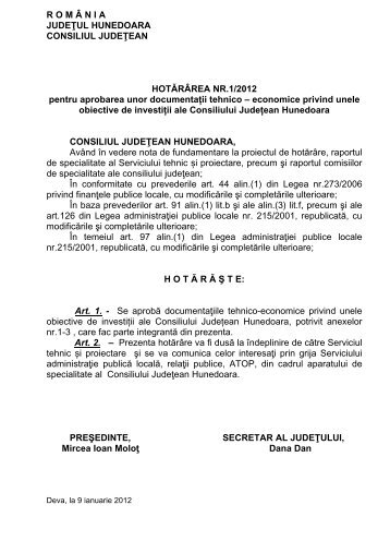 R O M  N I A - Consiliul Judetean Hunedoara