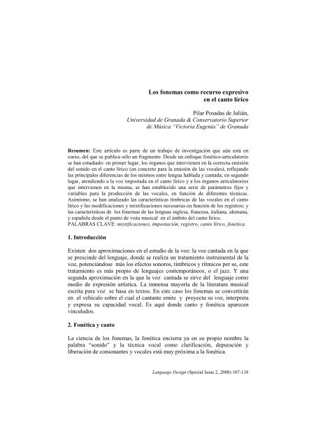 Los fonemas como recurso expresivo en el canto lÃ­rico.