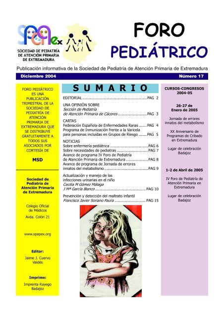 NÃºmero 17. Diciembre 2004 - Sociedad de PediatrÃ­a de AtenciÃ³n ...