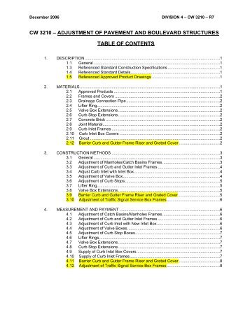 Standard Construction Specifications - City of Winnipeg