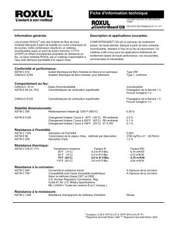 Fiche d'information technique - Roxul